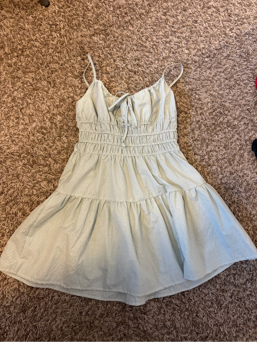 Passport Light Mint Gingham Elastic Waist Dress